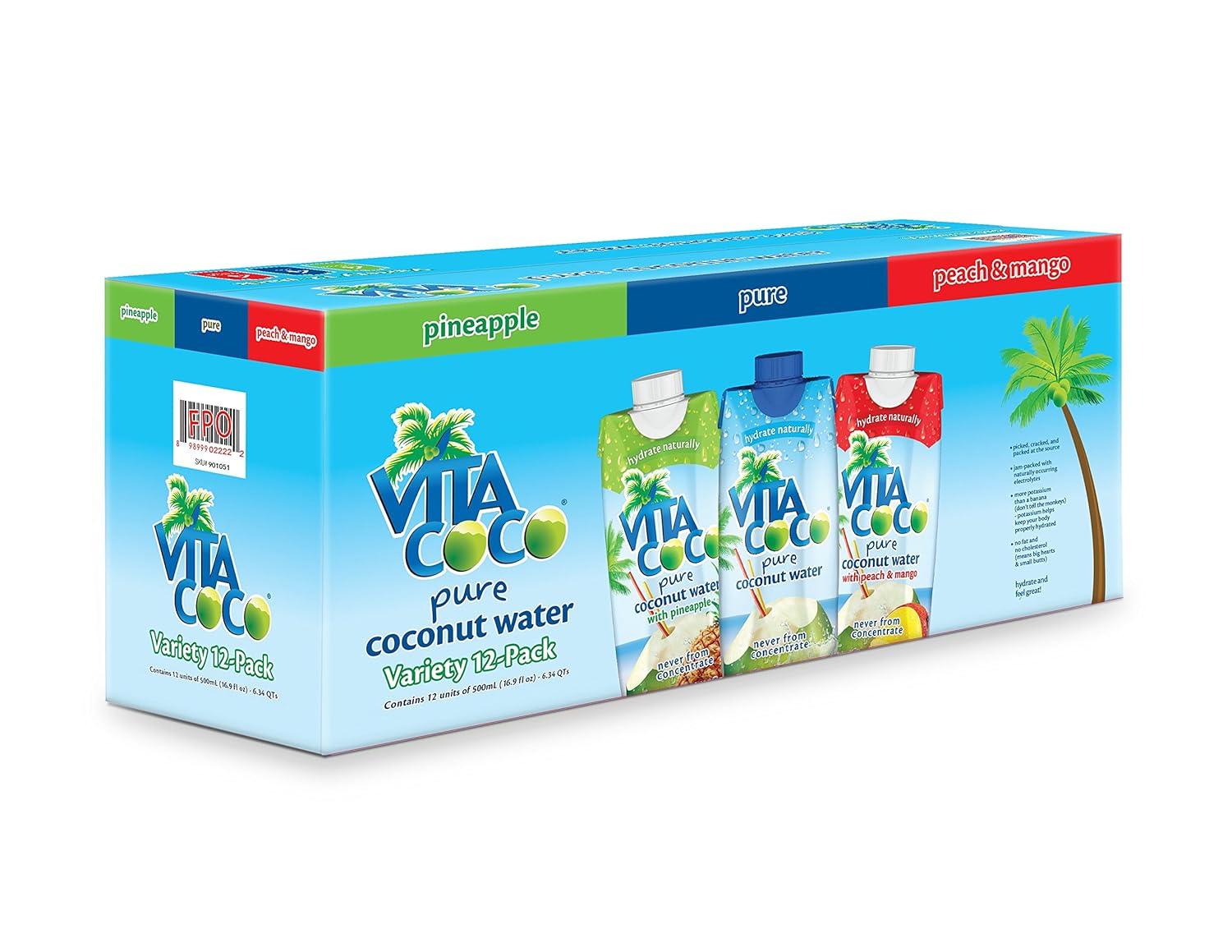 image:imageVita Coco Coconut Water Naturally Hydrating Electrolyte Drink Smart Alternative to Coffee Soda and Sports Drinks Gluten Free Pineapple 169 Fl Oz Pack of 12 2028 Fl OzVariety Pack