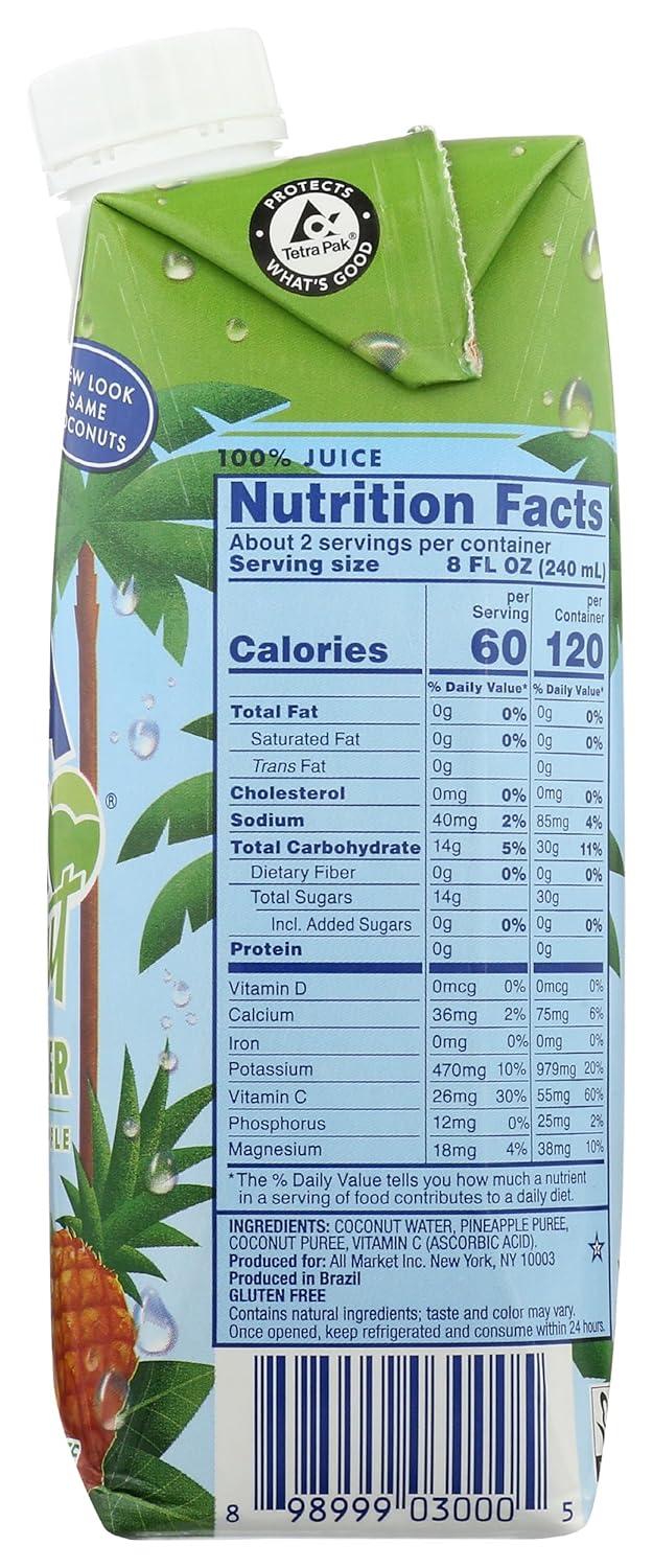 image:imageVita Coco Coconut Water Naturally Hydrating Electrolyte Drink Smart Alternative to Coffee Soda and Sports Drinks Gluten Free Pineapple 169 Fl Oz Pack of 12 2028 Fl OzCoconut