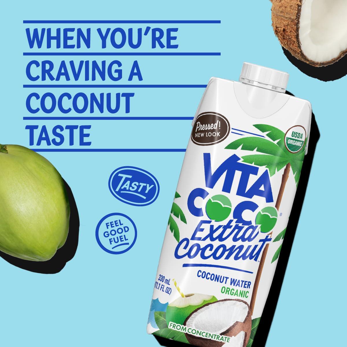 image:imageVita Coco Organic Coconut Water Extra Coconut More Coconutty Flavor Hydrating Electrolytes Vital Nutrients 111 Fl Oz Pack of 12