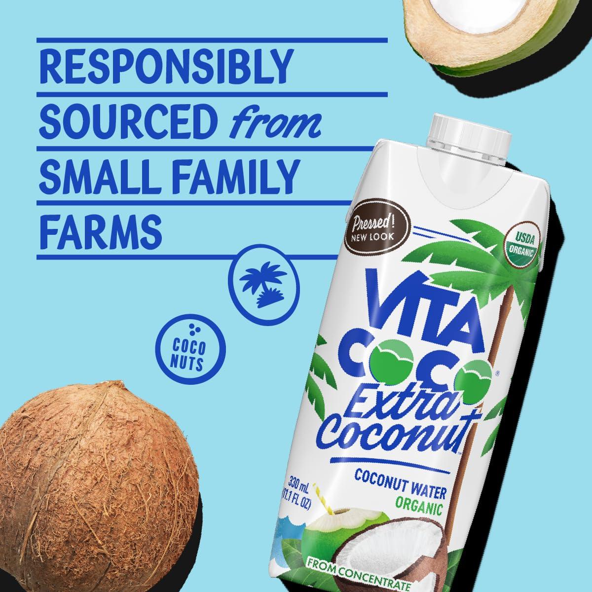 image:imageVita Coco Organic Coconut Water Extra Coconut More Coconutty Flavor Hydrating Electrolytes Vital Nutrients 111 Fl Oz Pack of 12