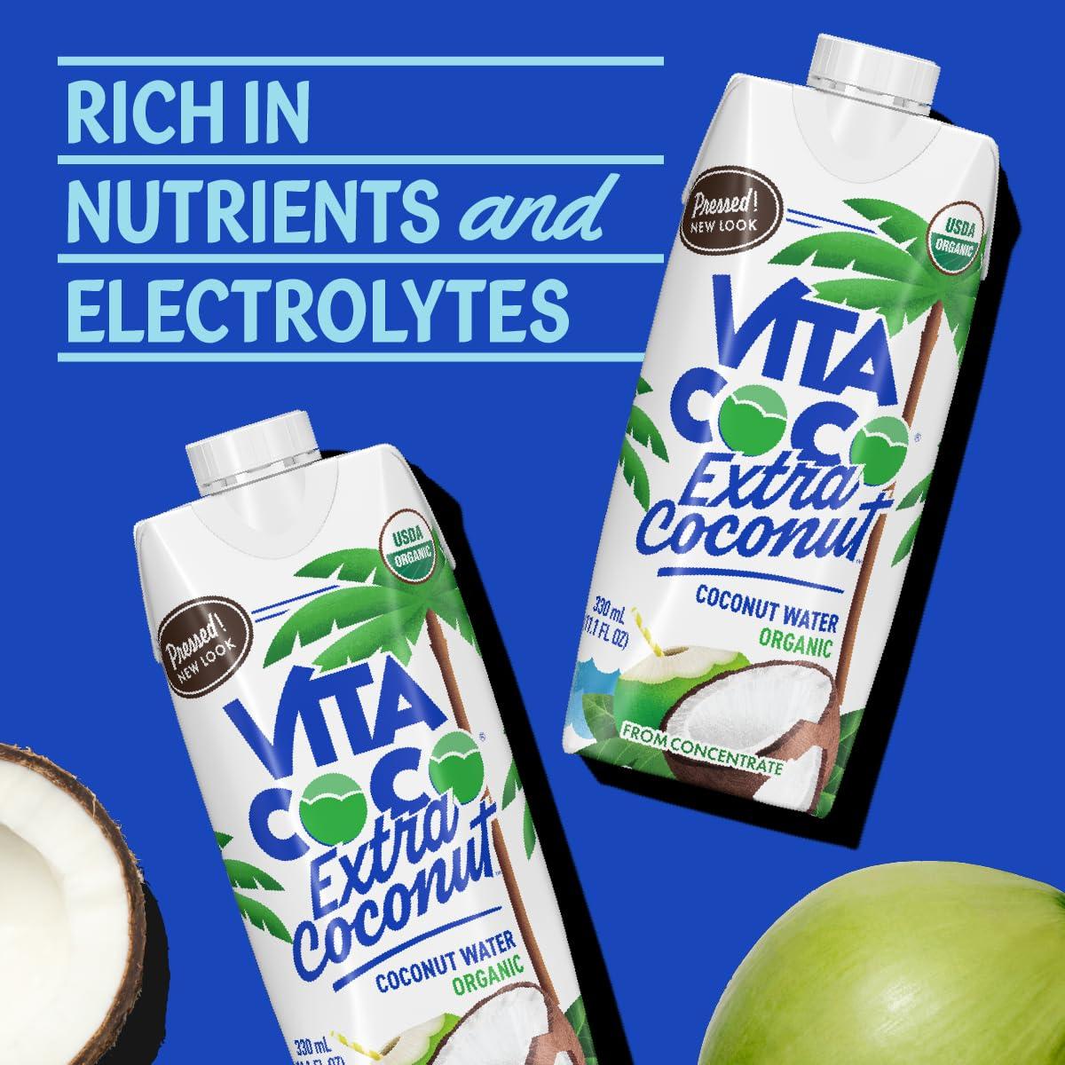 image:imageVita Coco Organic Coconut Water Extra Coconut More Coconutty Flavor Hydrating Electrolytes Vital Nutrients 111 Fl Oz Pack of 12