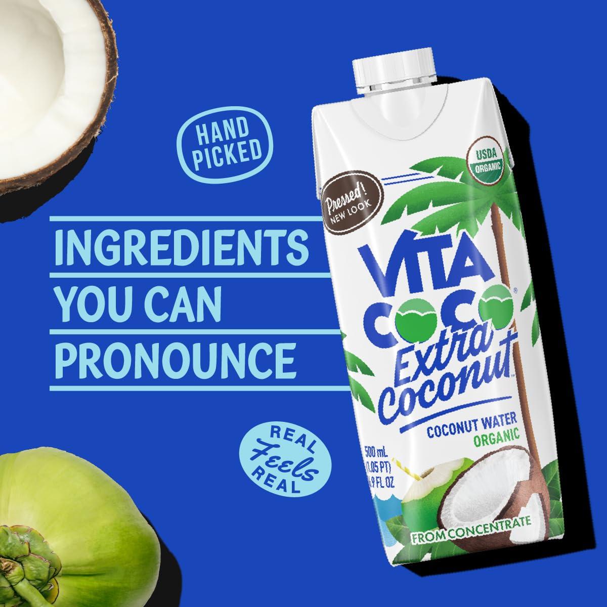 image:imageVita Coco Organic Coconut Water Pressed More Coconutty Flavor Natural Electrolytes Vital Nutrients 169 Fl Oz Pack of 12