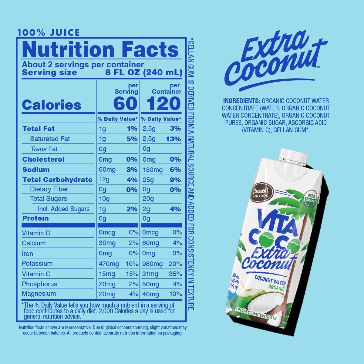 image:imageVita Coco Organic Coconut Water Pressed More Coconutty Flavor Natural Electrolytes Vital Nutrients 169 Fl Oz Pack of 12