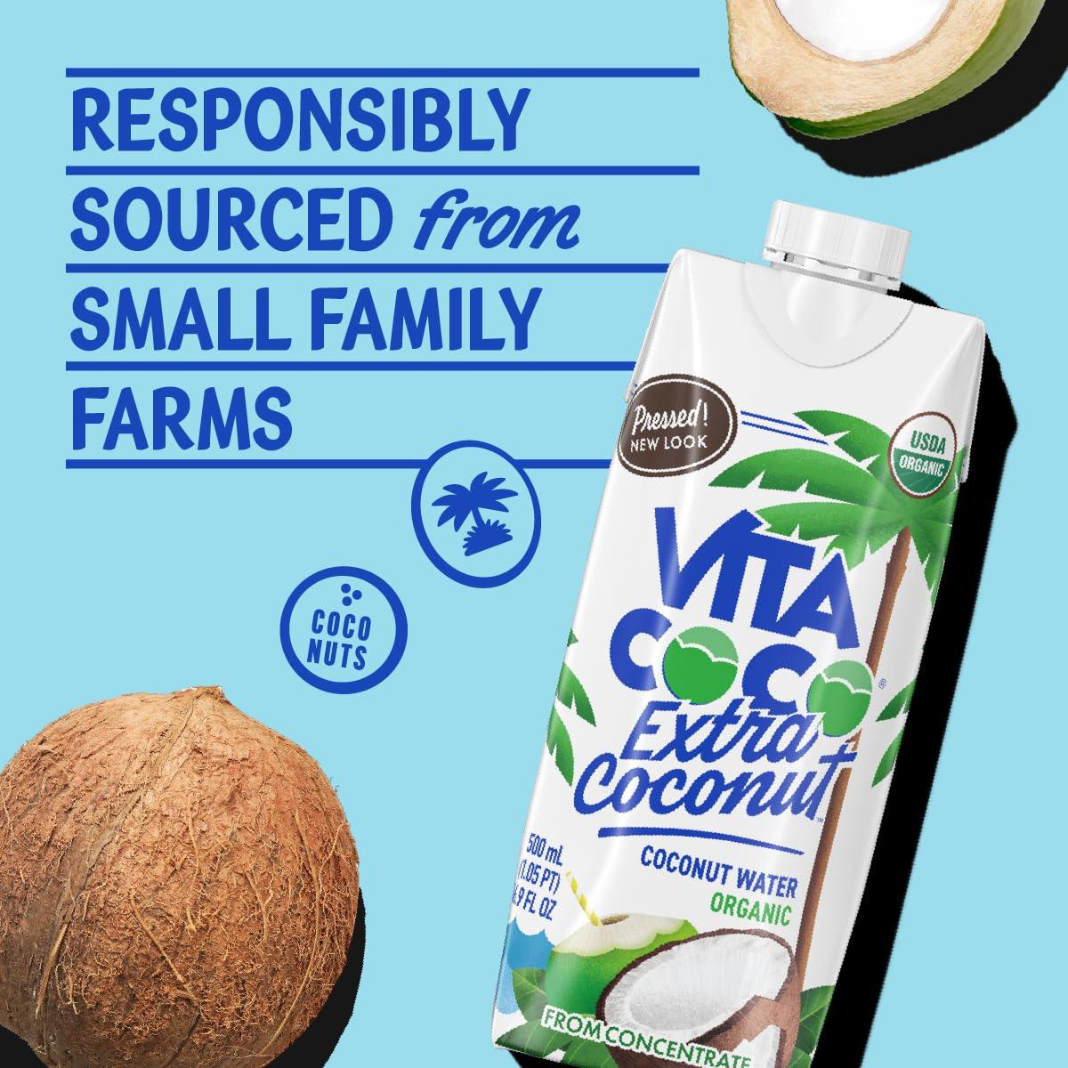 image:imageVita Coco Organic Coconut Water Pressed More Coconutty Flavor Natural Electrolytes Vital Nutrients 169 Fl Oz Pack of 12