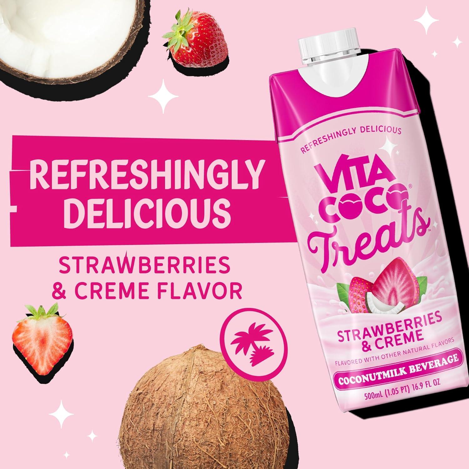 image:imageVita Coco Treats Strawberries amp Creme Coconut Milk Drink Sweet Refreshing Treat Cremey Pink Drink Alternative 169 fl oz Pack of 12Strawberries and Creme