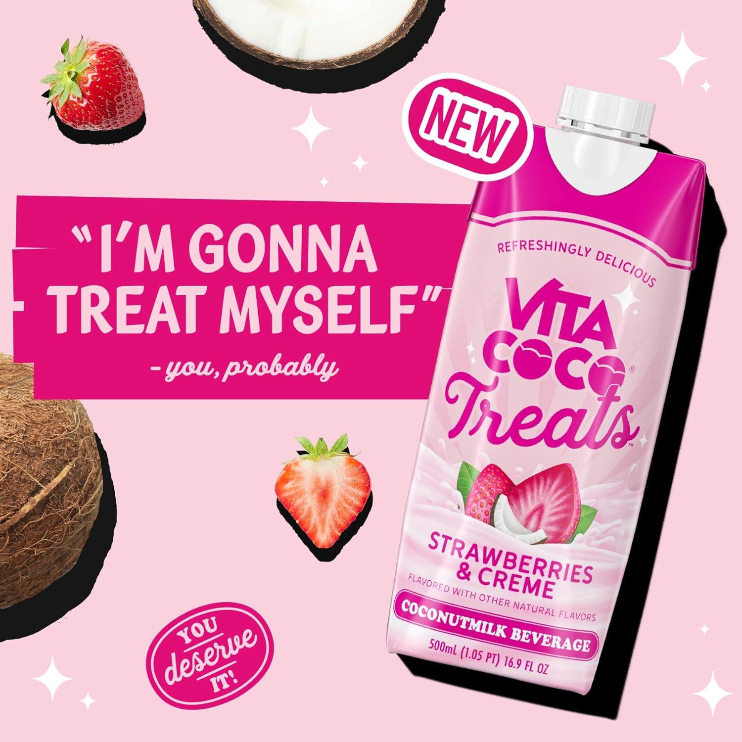 image:imageVita Coco Treats Strawberries amp Creme Coconut Milk Drink Sweet Refreshing Treat Cremey Pink Drink Alternative 169 fl oz Pack of 12Strawberries and Creme