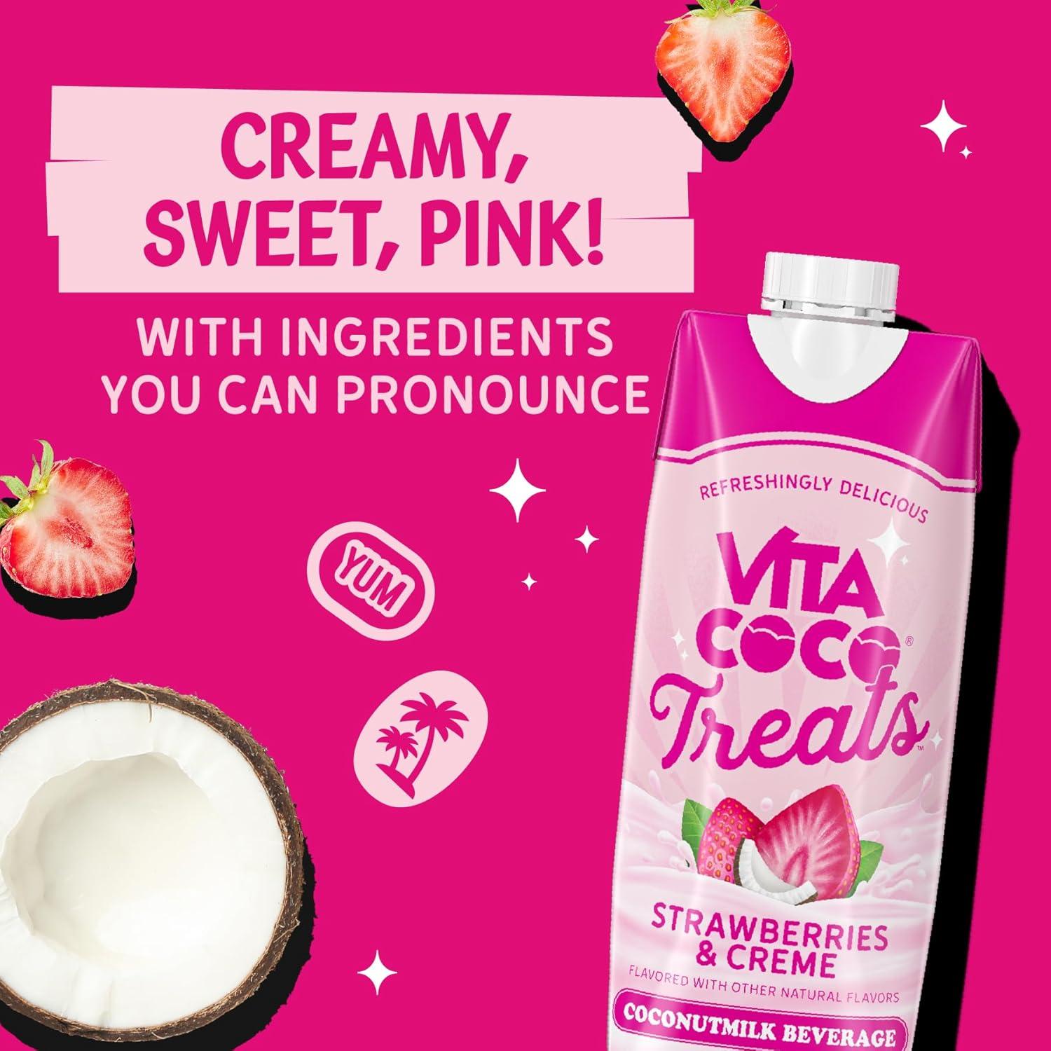 image:imageVita Coco Treats Strawberries amp Creme Coconut Milk Drink Sweet Refreshing Treat Cremey Pink Drink Alternative 169 fl oz Pack of 12Strawberries and Creme
