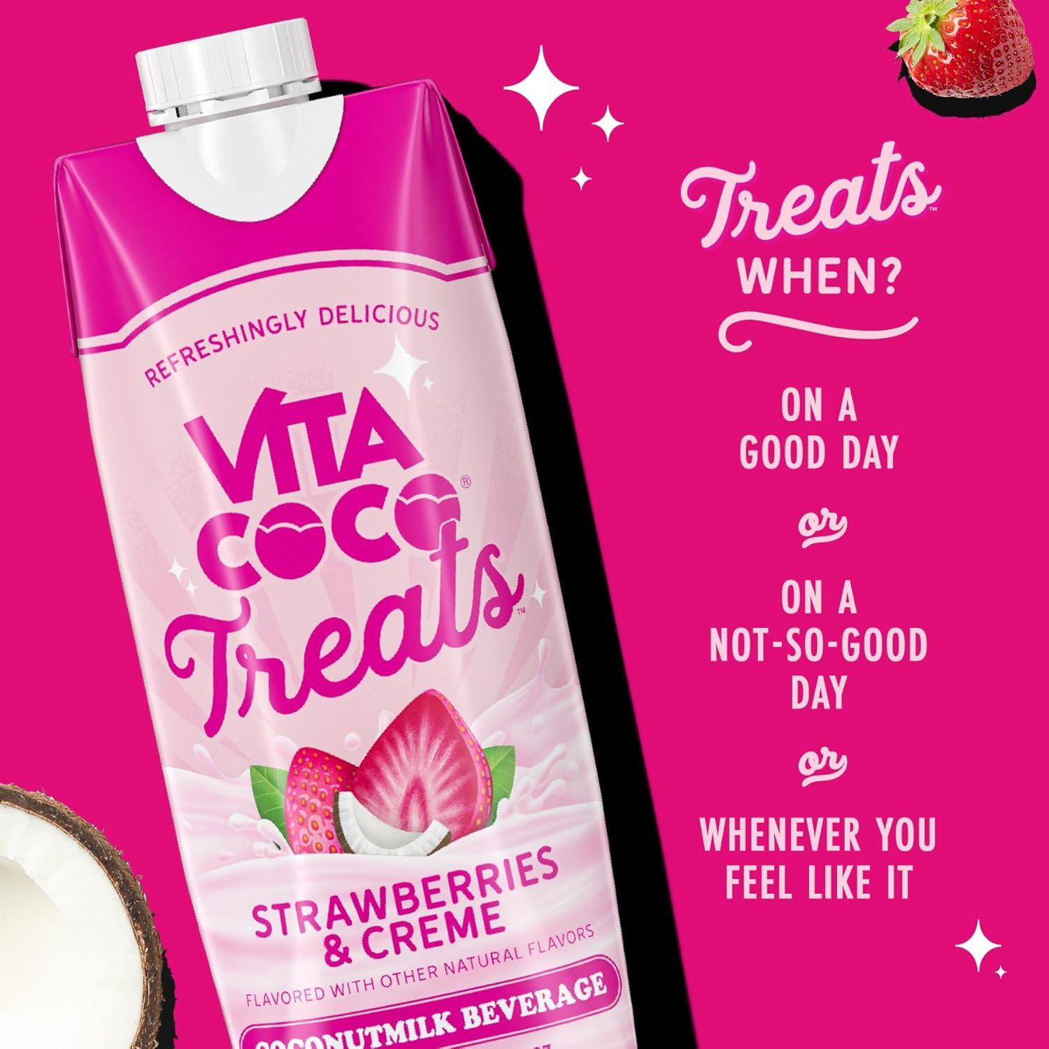 image:imageVita Coco Treats Strawberries amp Creme Coconut Milk Drink Sweet Refreshing Treat Cremey Pink Drink Alternative 169 fl oz Pack of 12Strawberries and Creme