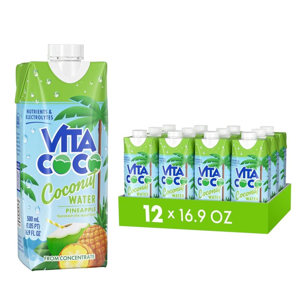 image:imageVita Coco Coconut Water Naturally Hydrating Electrolyte Drink Smart Alternative to Coffee Soda and Sports Drinks Gluten Free Pineapple 169 Fl Oz Pack of 12 2028 Fl OzPineapple