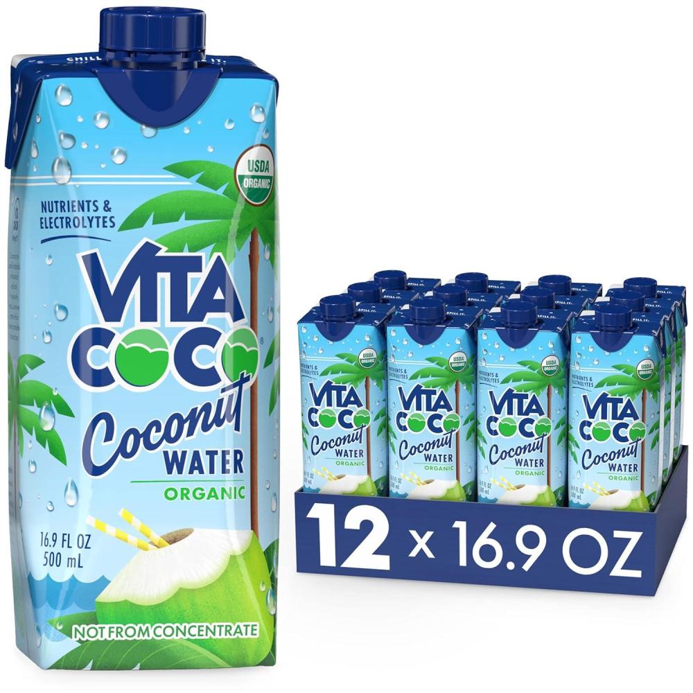 image:imageVita Coco Coconut Water Pure Organic  Refreshing Coconut Taste  Natural Electrolytes  Vital Nutrients  169 Oz Pack Of 12