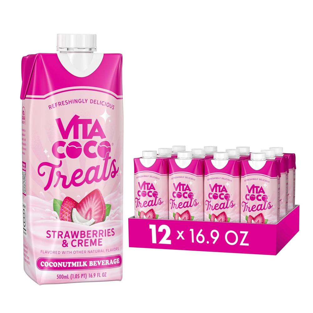 image:imageVita Coco Treats Strawberries amp Creme Coconut Milk Drink  Sweet Refreshing Treat  Cremey Pink Drink Alternative  169 fl oz Pack of 12Strawberries and Creme