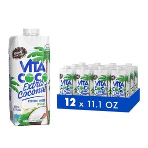 Vita Coco Organic Coconut Water, Extra Coconut | More “Coconutty Flavor” | Hydrating Electrolytes | Vital Nutrients | 11.1 Fl Oz (Pack of 12)