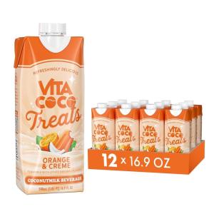 Vita Coco Treats Strawberries & Creme Coconut Milk Drink | Sweet, Refreshing, Treat | Cremey Pink Drink Alternative | 16.9 fl oz (Pack of 12)(Orange and Creme)