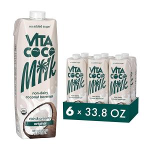 Vita Coco Vanilla Organic Coconut Milk, Plant Based, Dairy Free Milk Alternative – Gluten Free, Soy Free, and Unsweetened – Perfect Add to Cereal, Smoothies, Desserts -33.8 Fl Oz (Pack of 6)(Original)